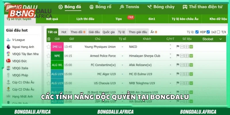 Một số tính năng độc quyền tại Bongdalu